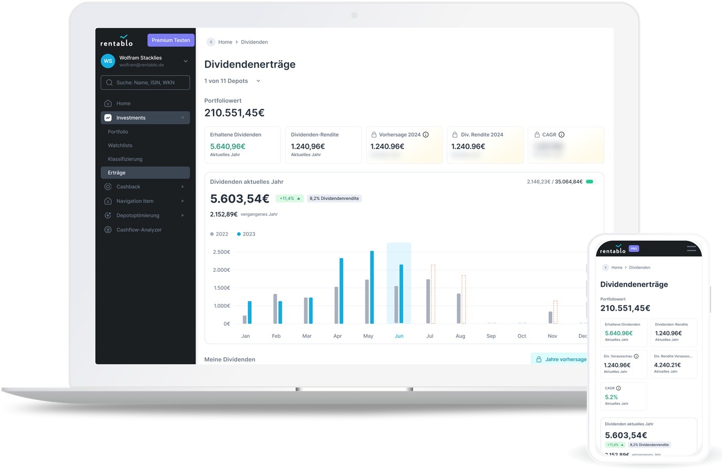 Dividendenplaner – Dividendenerträge & Kalender (Desktop + Mobile)